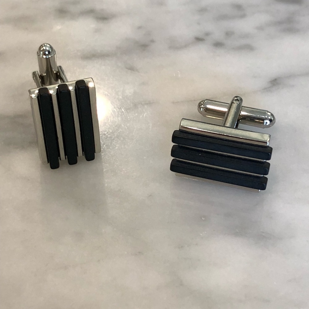 Black and silver tone cufflinks
